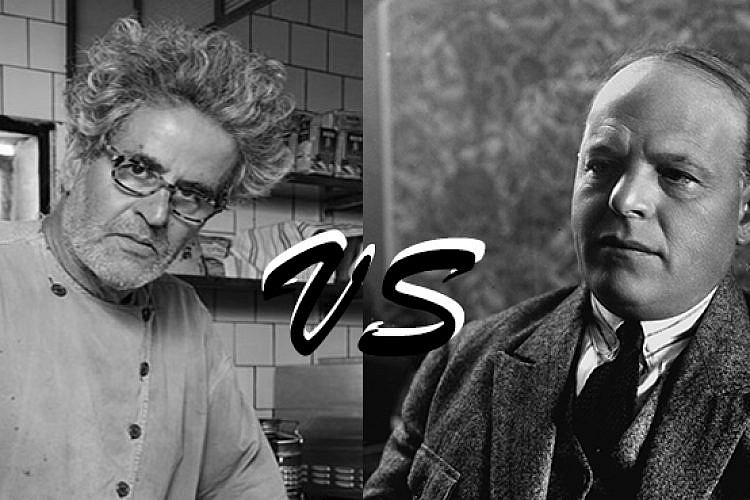 מי יותר חד לשון? חיים נחמן ביאליק ואייל שני. צילום: נחלת הכלל ויולי גורודינסקי