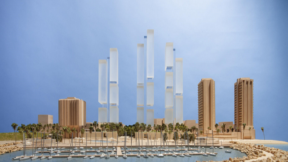הדמיית תוכנית המגדלים בכיכר אתרים (צילום: פוסטר ושות' אדריכלים לונדון)