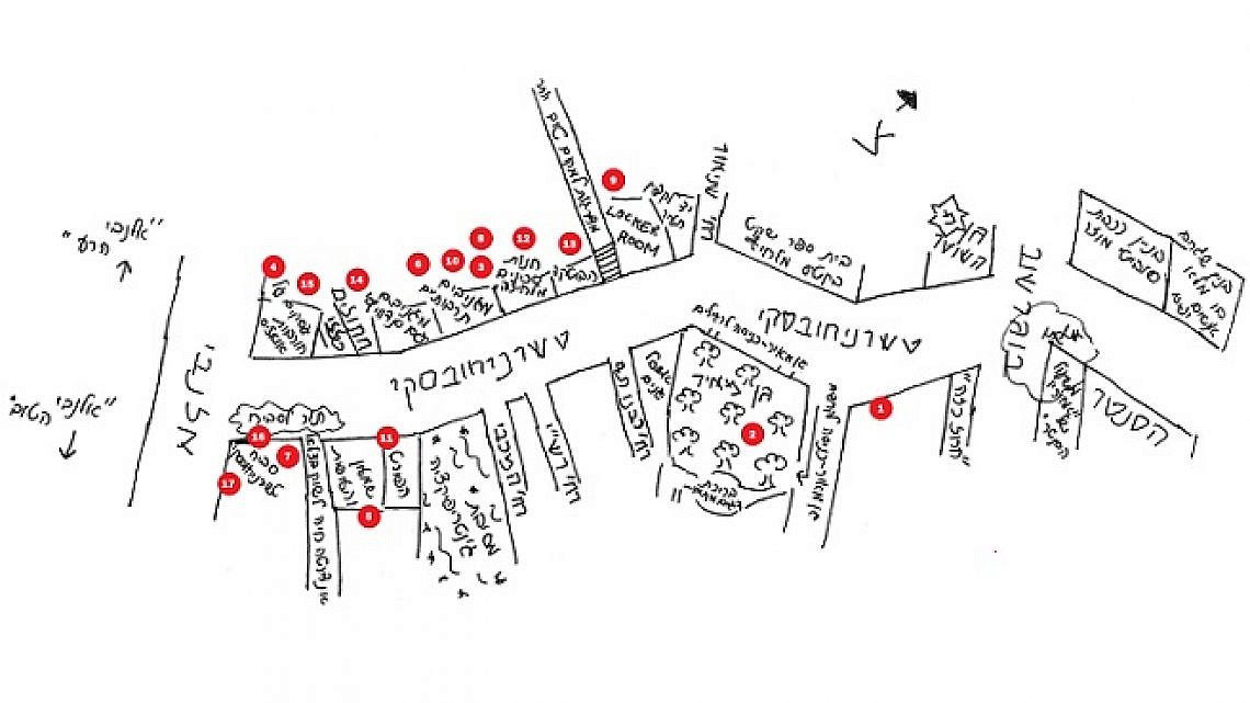 מפת רחוב טשרניחובסקי בתל אביב (איור: אמנון הררי)