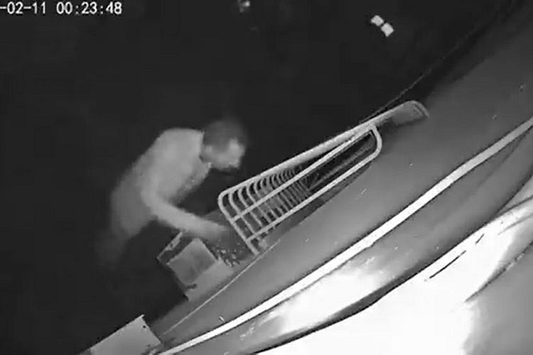 מציצן מצוי בחצר תל אביבית (צילום מסך: טוויטר)