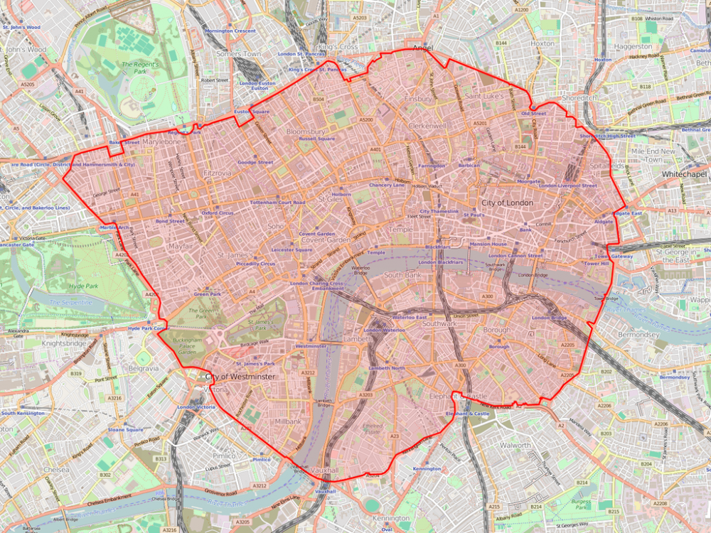 הייאוש נעשה יותר נוח. טבעות אגרת הגודש של מרכז לונדון (מקור: ויקיפדיה)