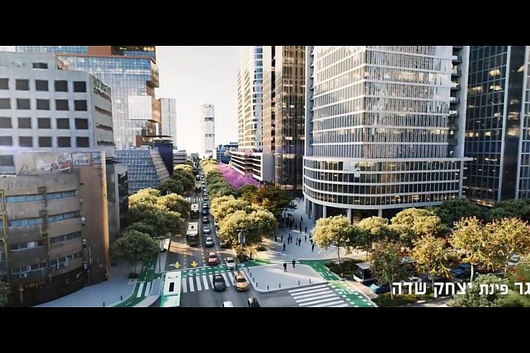 הו, שאנז אליזה. המסגר פינת יצחק שדה ב-2024 (הדמייה באדיבות עיריית ת"א-יפו)