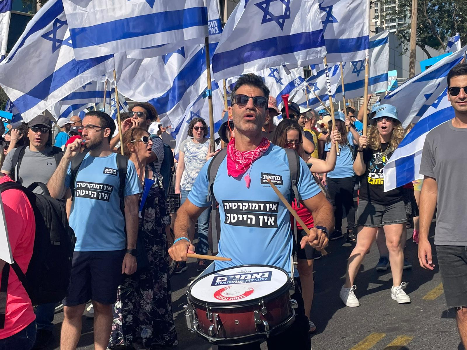 חוזרים לרחובות, מתי שצריך, כמה שצריך. ההייטקיסטים מפגינים בקפלן, 11.7.23 (צילום: יעל שטוקמן)
