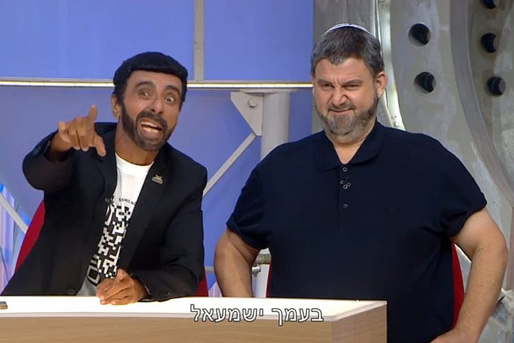 אחד משיאי הערב. פיניש בתור יוסף חדאד, לצד ברלד בתפקיד עופר וינטר (צילום מסך: קשת 12)